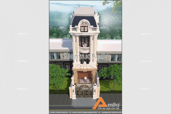 Mẫu thiết kế nhà lô phố tân cổ điển 4 tầng (CĐT: ông Hưng - Vĩnh Phúc) KT42133