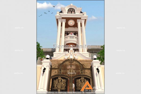 Mẫu thiết kế nhà lô phố tân cổ điển 4 tầng (CĐT: ông Hưng - Vĩnh Phúc) KT42133