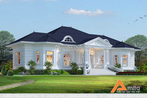 Thiết kế biệt thự dinh thự 1 tầng độc đáo (CĐT: ông Hòa - Phú Yên) BT12131