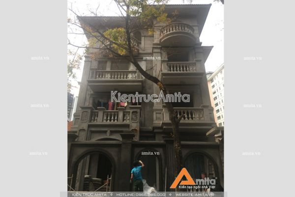 Thi công biệt thự tân cổ điển 4 tầng (CĐT: ông Hậu - Hà Nội) TC42022