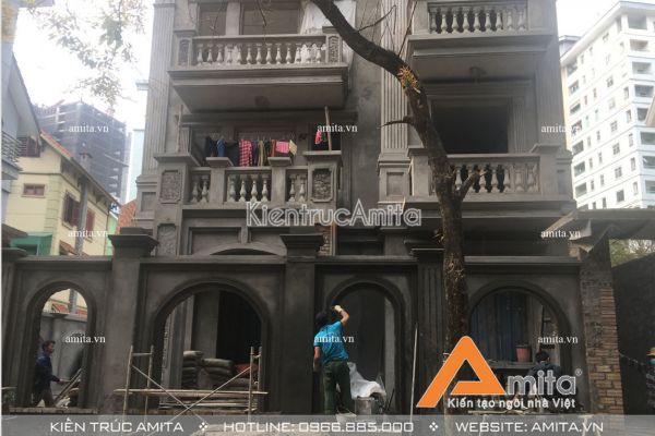Thi công biệt thự tân cổ điển 4 tầng (CĐT: ông Hậu - Hà Nội) TC42022