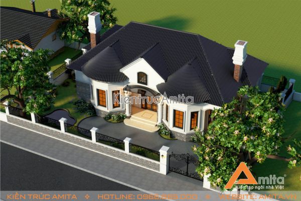 Chiêm ngưỡng mẫu biệt thự 1 tầng tân cổ điển đẹp cùng Amita