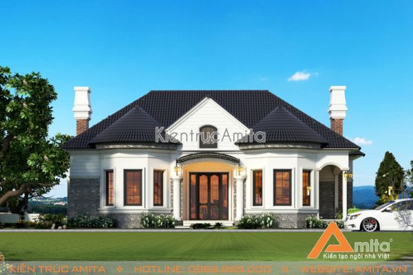 Chiêm ngưỡng mẫu biệt thự 1 tầng tân cổ điển đẹp cùng Amita
