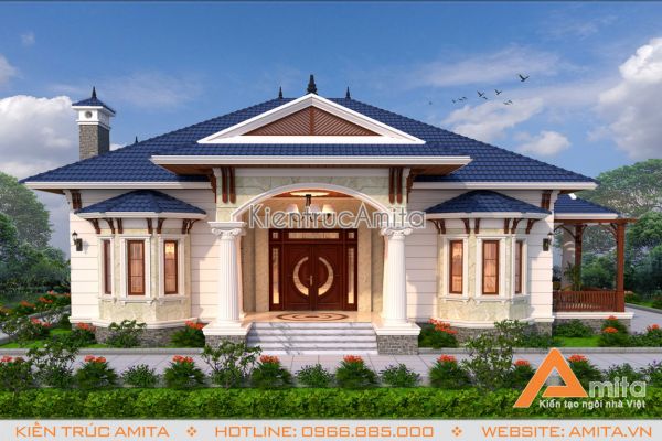 Chiêm ngưỡng mẫu biệt thự 1 tầng tân cổ điển đẹp cùng Amita