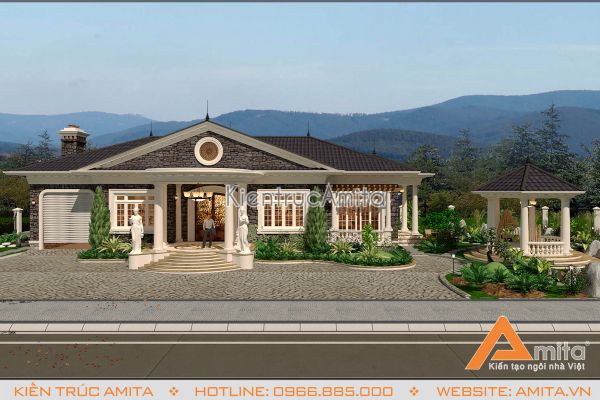 Chiêm ngưỡng mẫu biệt thự 1 tầng tân cổ điển đẹp cùng Amita