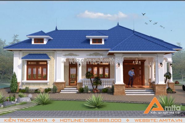 Chiêm ngưỡng mẫu biệt thự 1 tầng tân cổ điển đẹp cùng Amita