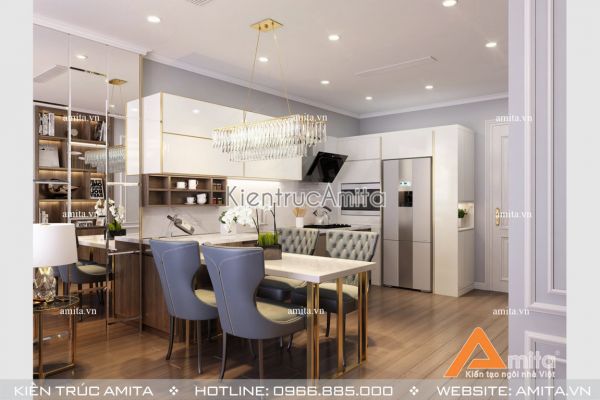 Thiết kế nội thất chung cư 2 phòng ngủ (CĐT: Bà Nga - Hà Nội) NT21019