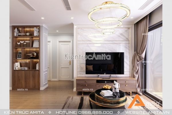 Thiết kế nội thất chung cư 2 phòng ngủ (CĐT: Bà Nga - Hà Nội) NT21019