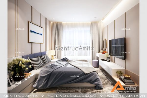 Thiết kế nội thất chung cư 2 phòng ngủ (CĐT: Bà Nga - Hà Nội) NT21019