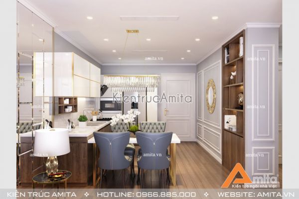 Thiết kế nội thất chung cư 2 phòng ngủ (CĐT: Bà Nga - Hà Nội) NT21019