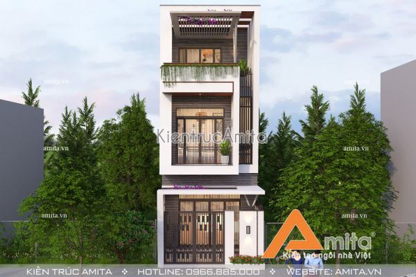 Thiết kế nhà ống hiện đại 3 tầng 5x16m (CĐT: Bà Chi - Ninh Bình) KT31039