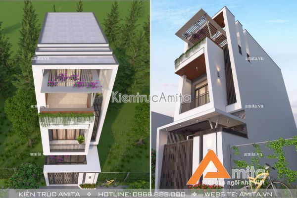 Thiết kế nhà ống hiện đại 3 tầng 5x16m (CĐT: Bà Chi - Ninh Bình) KT31039