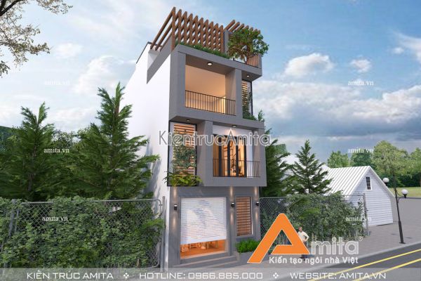 Thiết kế nhà phố 3 tầng 1 tum hiện đại (Ông Vinh - Bắc Giang) KT41143