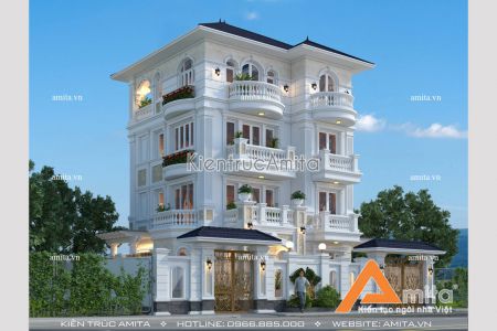 Thi công biệt thự tân cổ điển 4 tầng (CĐT: ông Hậu - Hà Nội) TC42022