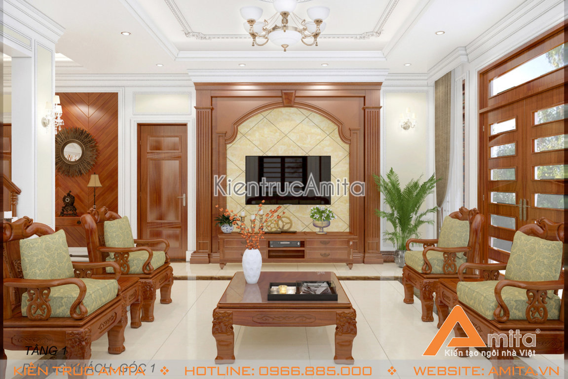 Mẫu thiết kế nội thất tân cổ điển cực đẹp (CĐT: ông Kỹ - Phú Thọ) NT12003