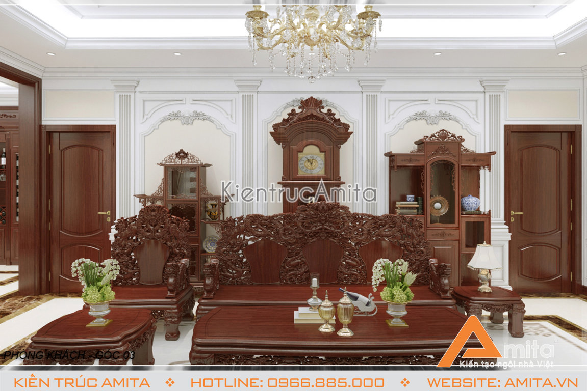 Thiết kế nội thất tân cổ điển ấn tượng (CĐT: ông Hùng - Khánh Hòa) NT12011