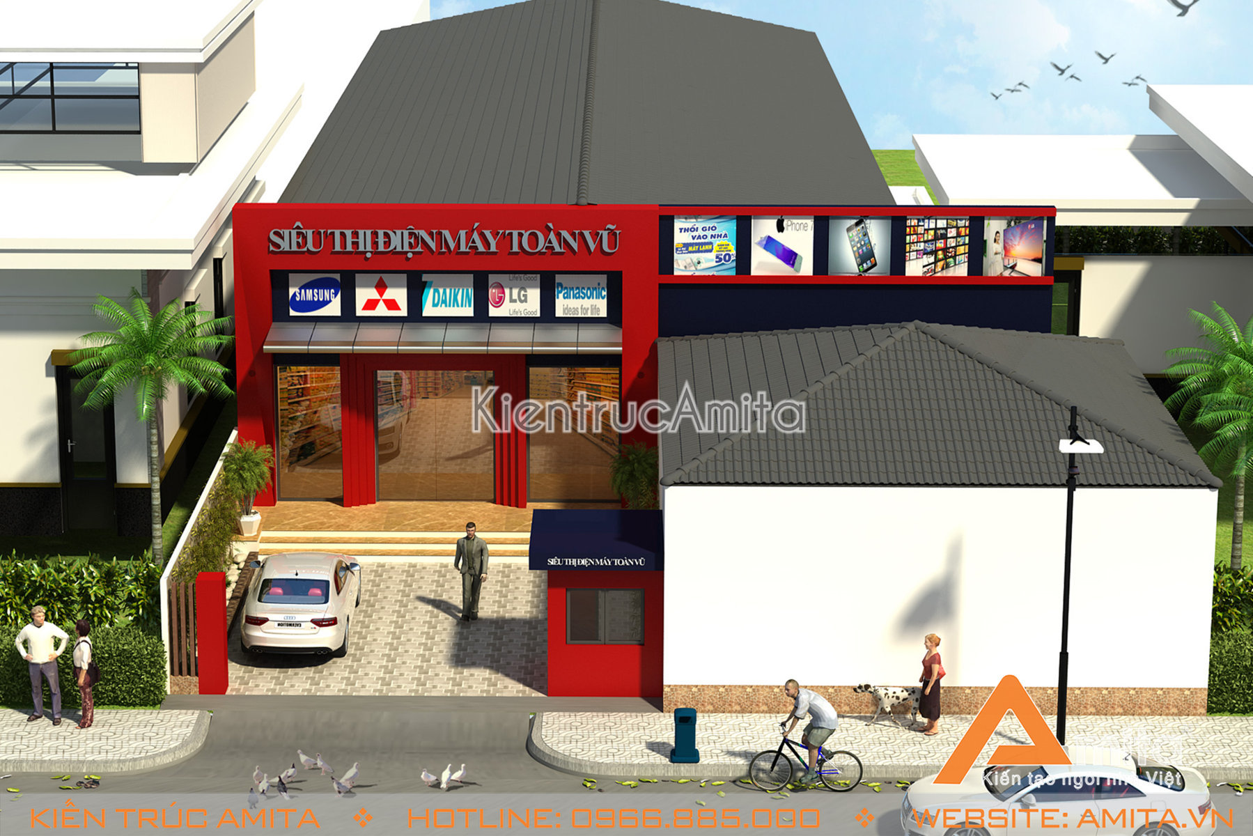 Thiết kế siêu thị mini 1 tầng