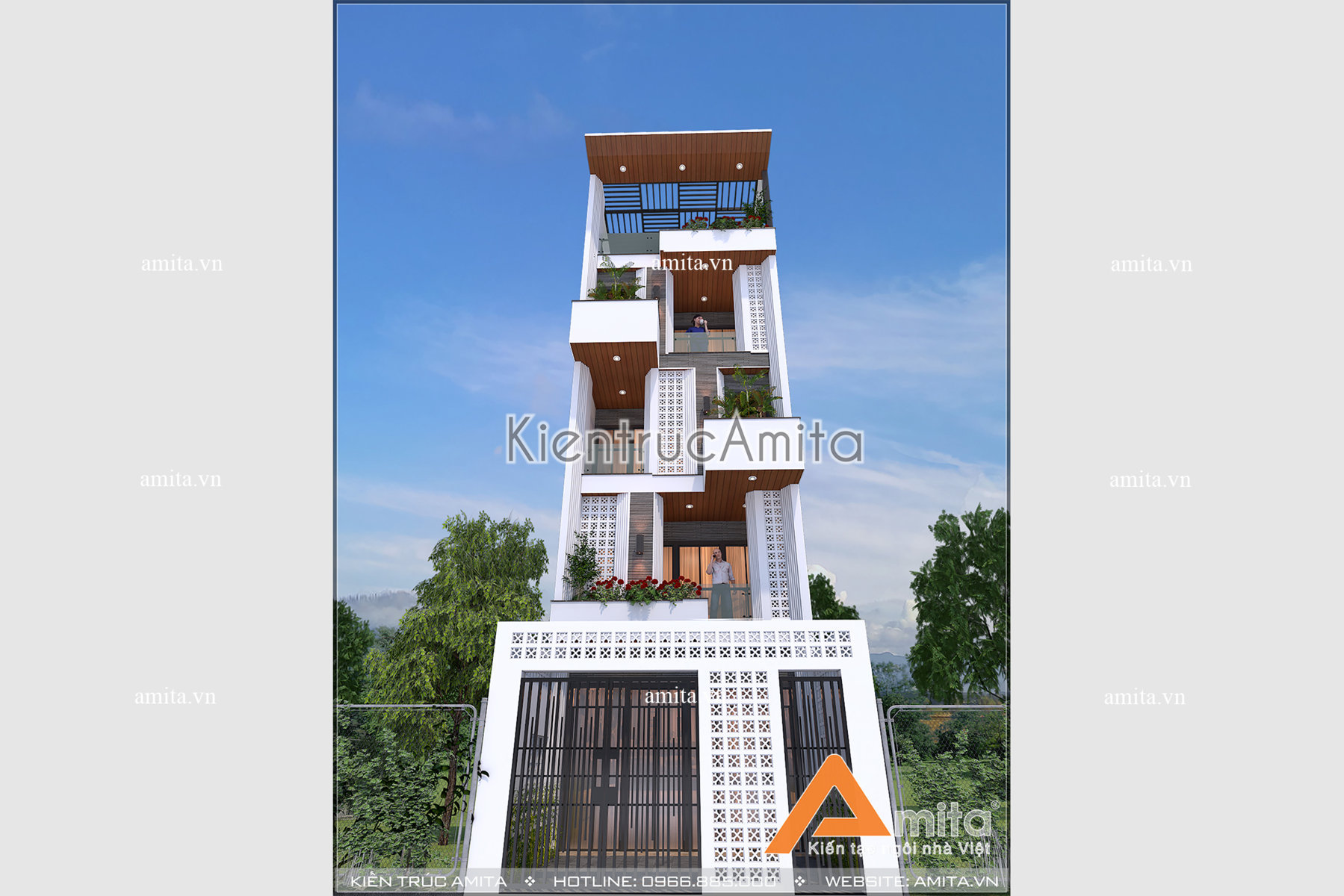 Mẫu nhà phố hiện đại 5 tầng đẹp (CĐT: ông Giang - Sài Gòn) KT51040