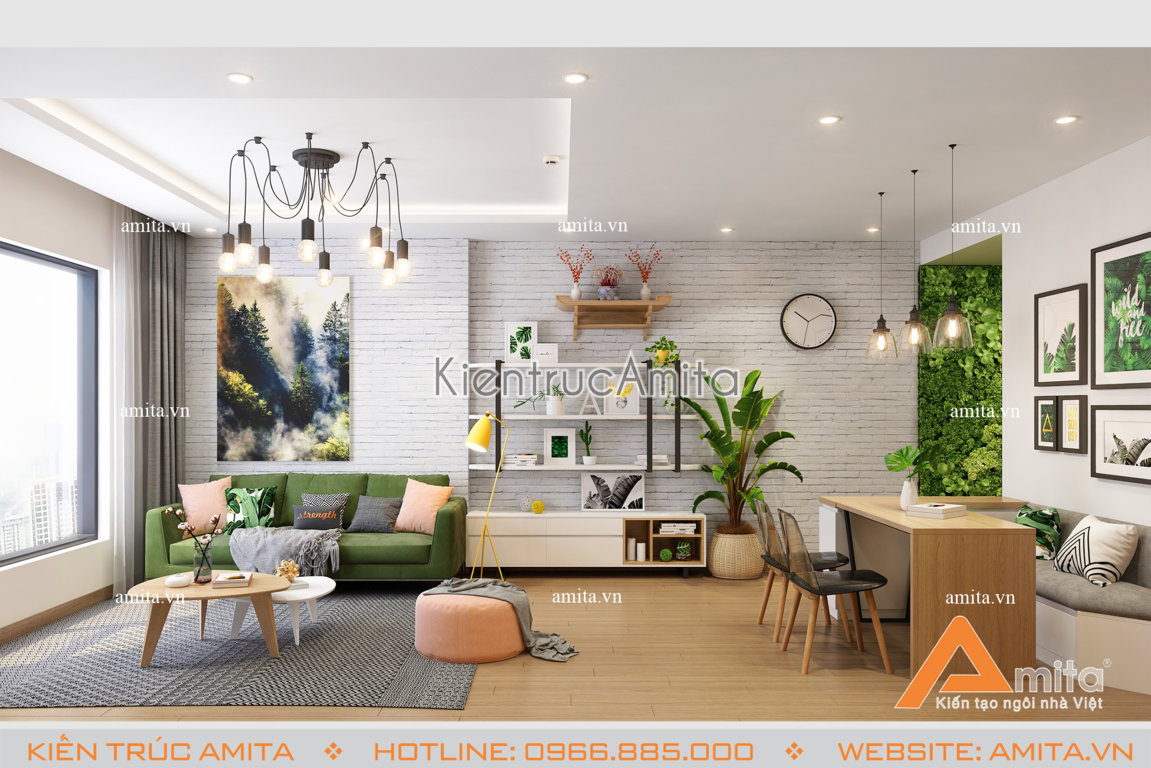 Thiết kế nội thất chung cư phong cách hiện đại (CĐT: ông Trung - Hà Nội) NT21012