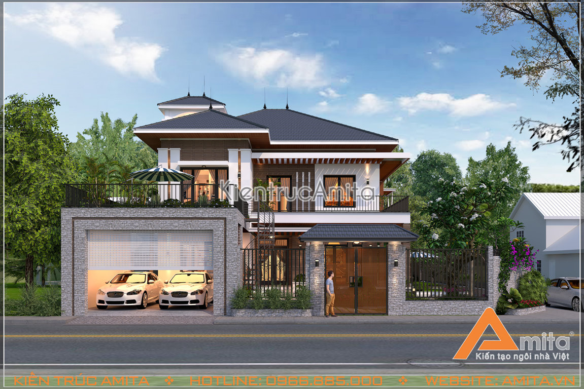 Mẫu thiết kế biệt thự mini 2 tầng đẹp