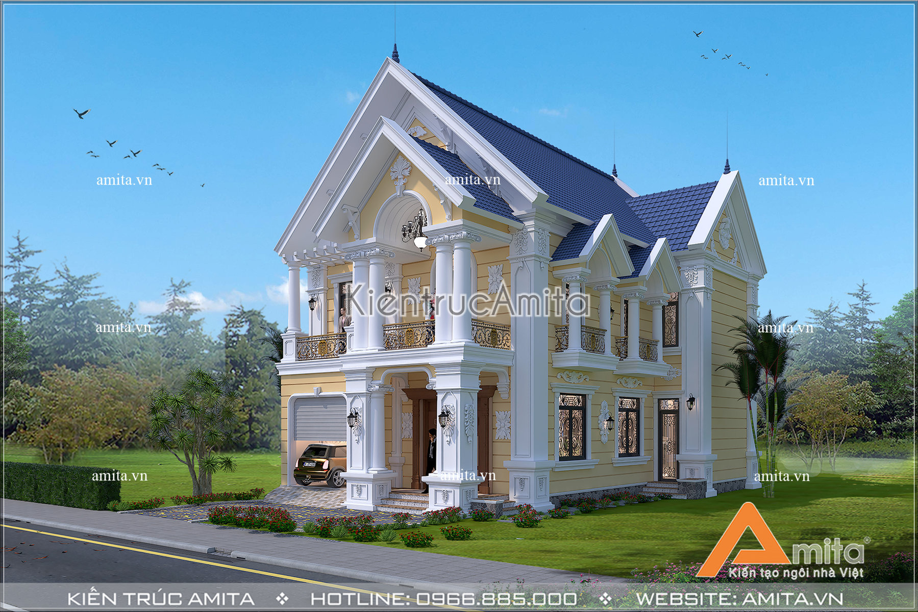 Mẫu thiết kế biệt thự mini 2 tầng đẹp