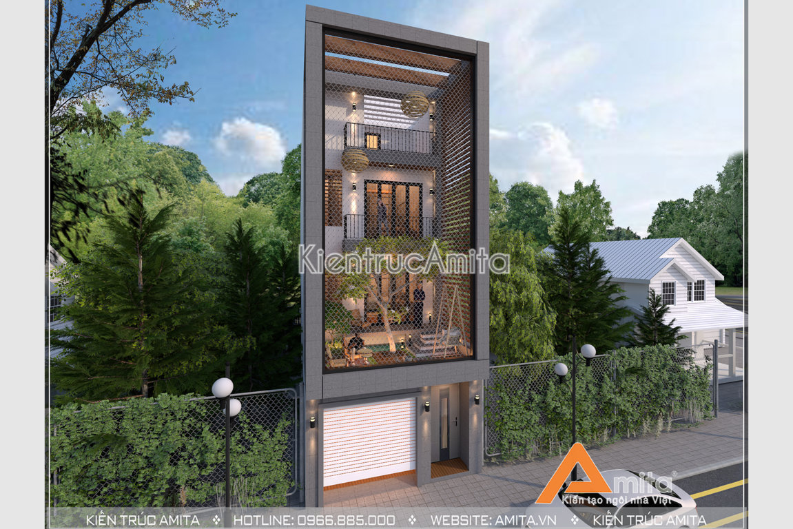 Mẫu nhà phố hiện đại độc đáo đầy mới lạ KT41140