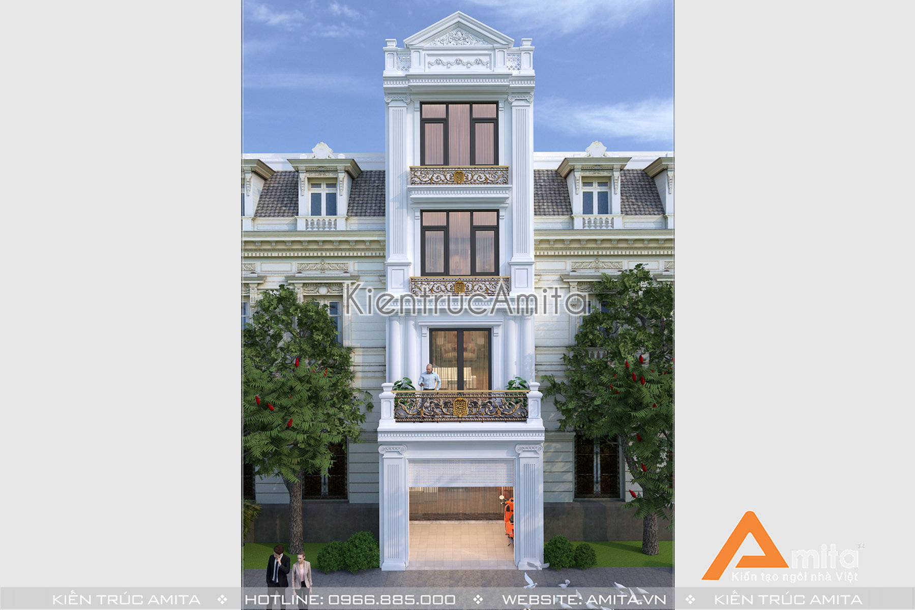 Mẫu nhà phố phong cách tân cổ điển đẹp  KT52115-3