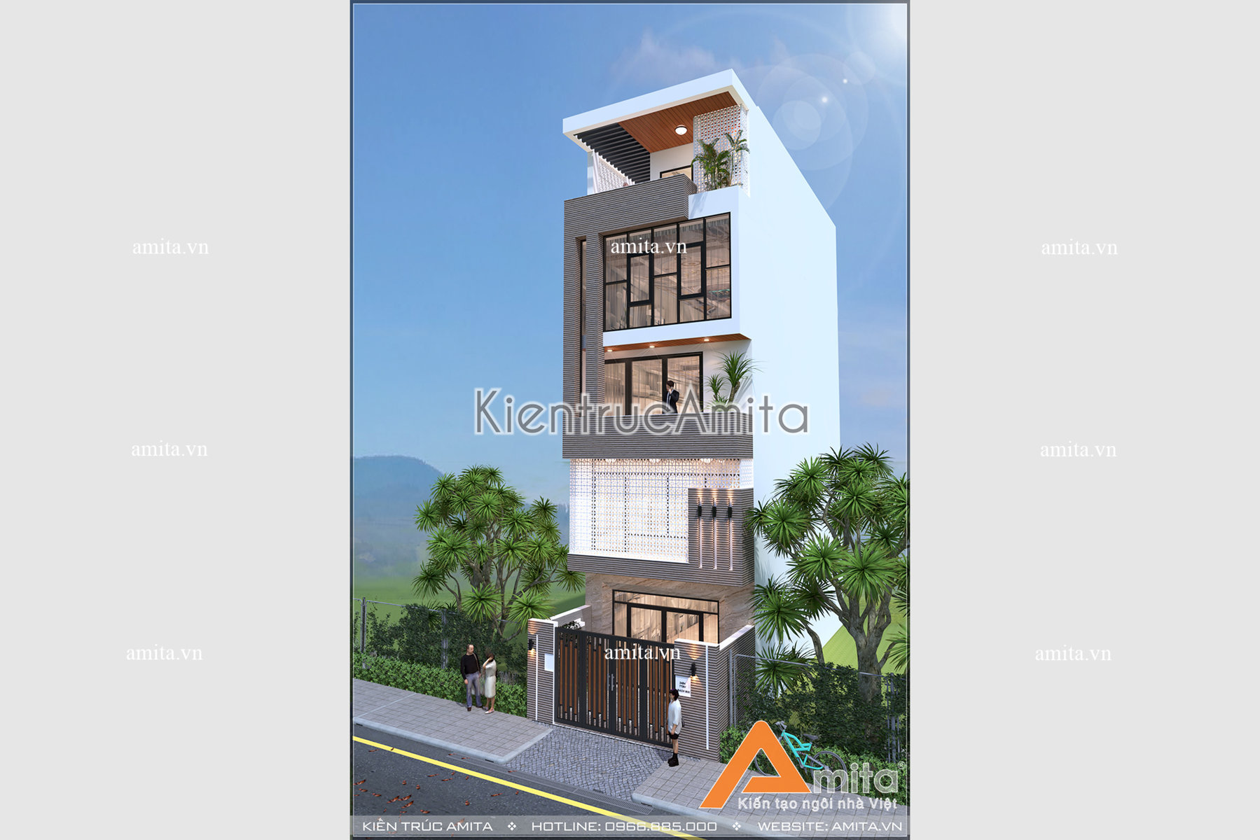 Thiết kế nhà 5 tầng đẹp có thang máy