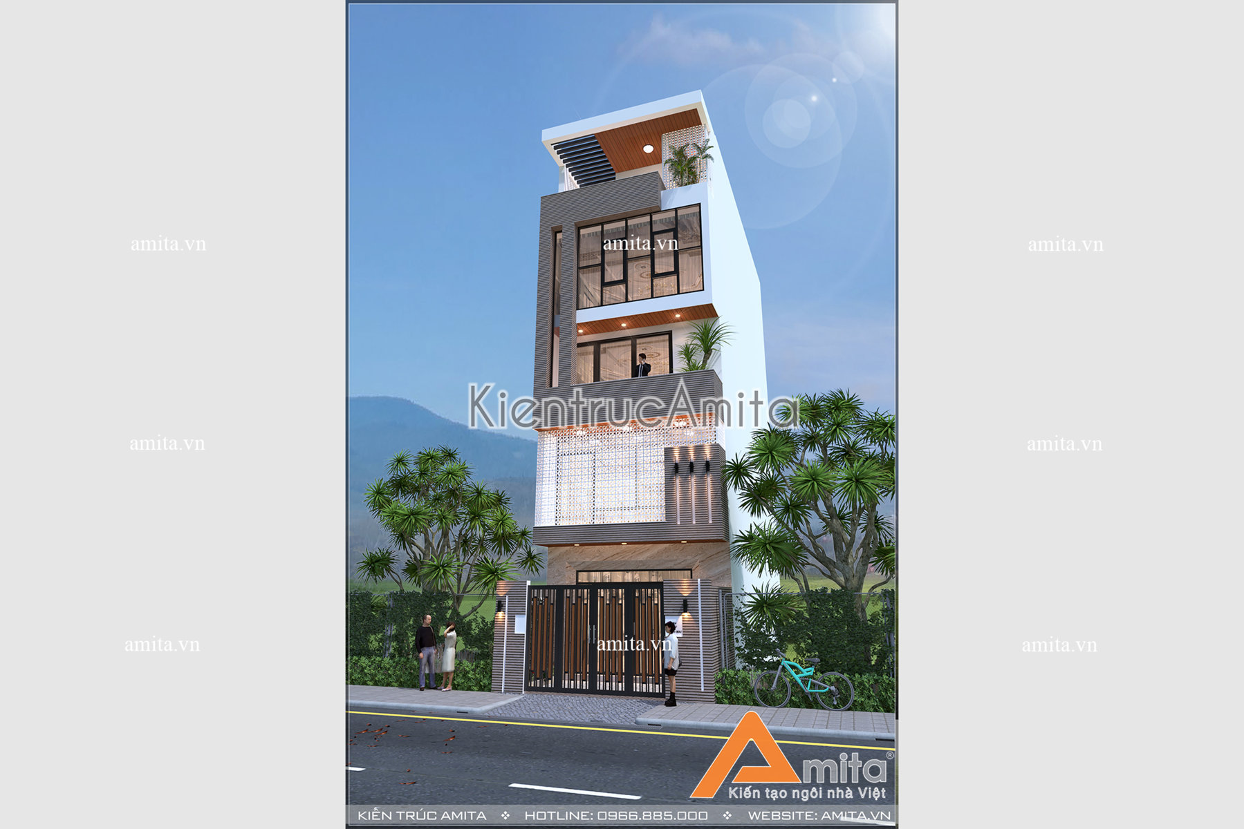 Thiết kế nhà 5 tầng đẹp có thang máy