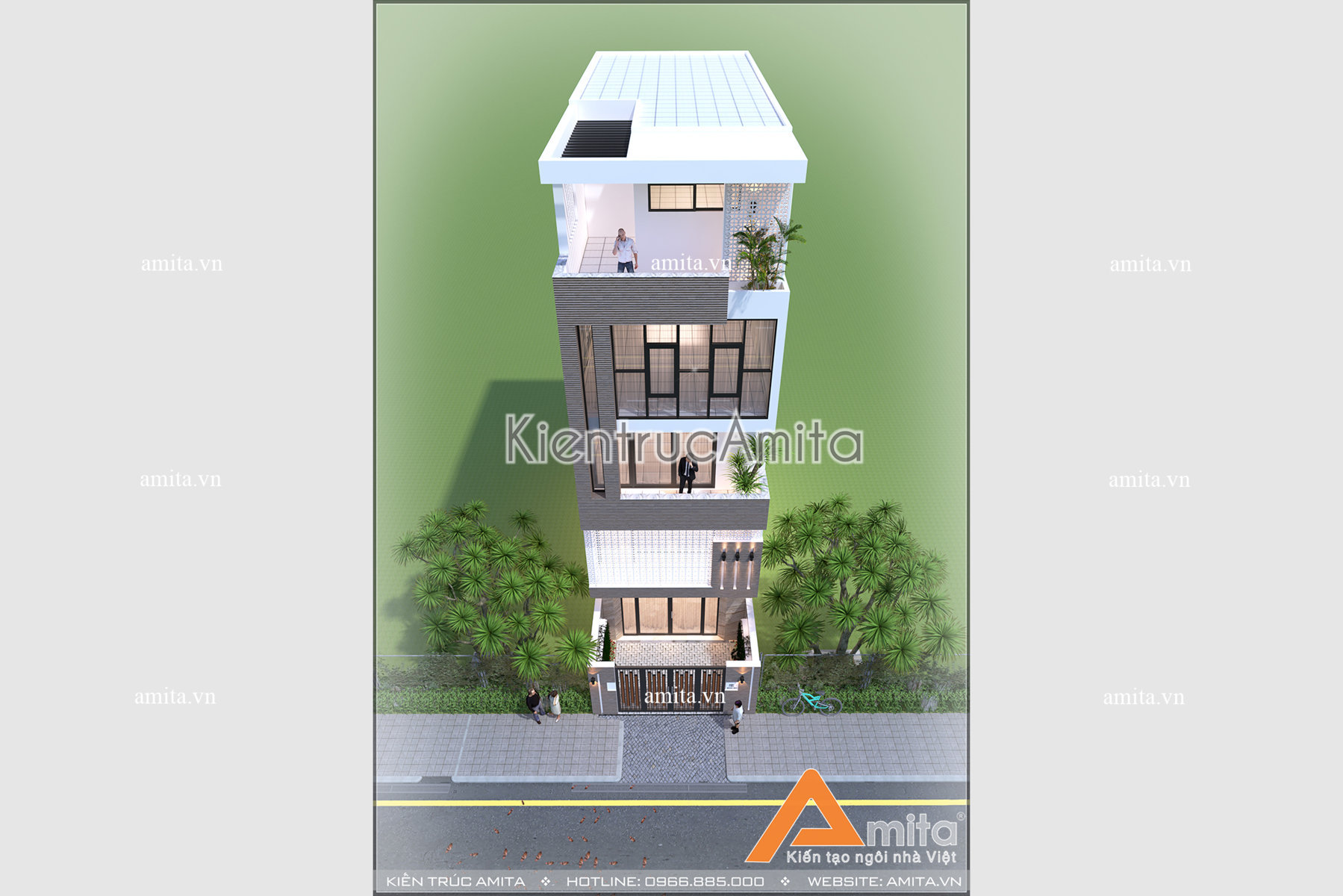 Thiết kế nhà 5 tầng đẹp có thang máy