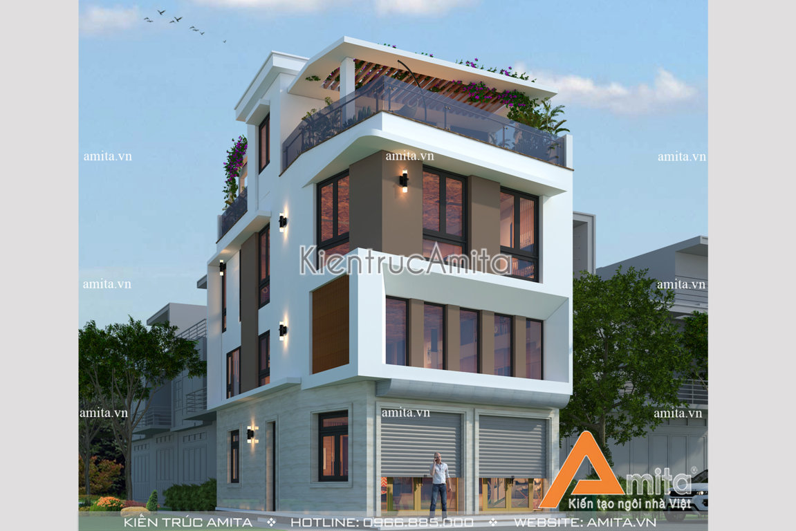 Thiết kế nhà phố 4 tầng hiện đại đẹp (CĐT: ông Thắng - Hà Nội) KT41034
